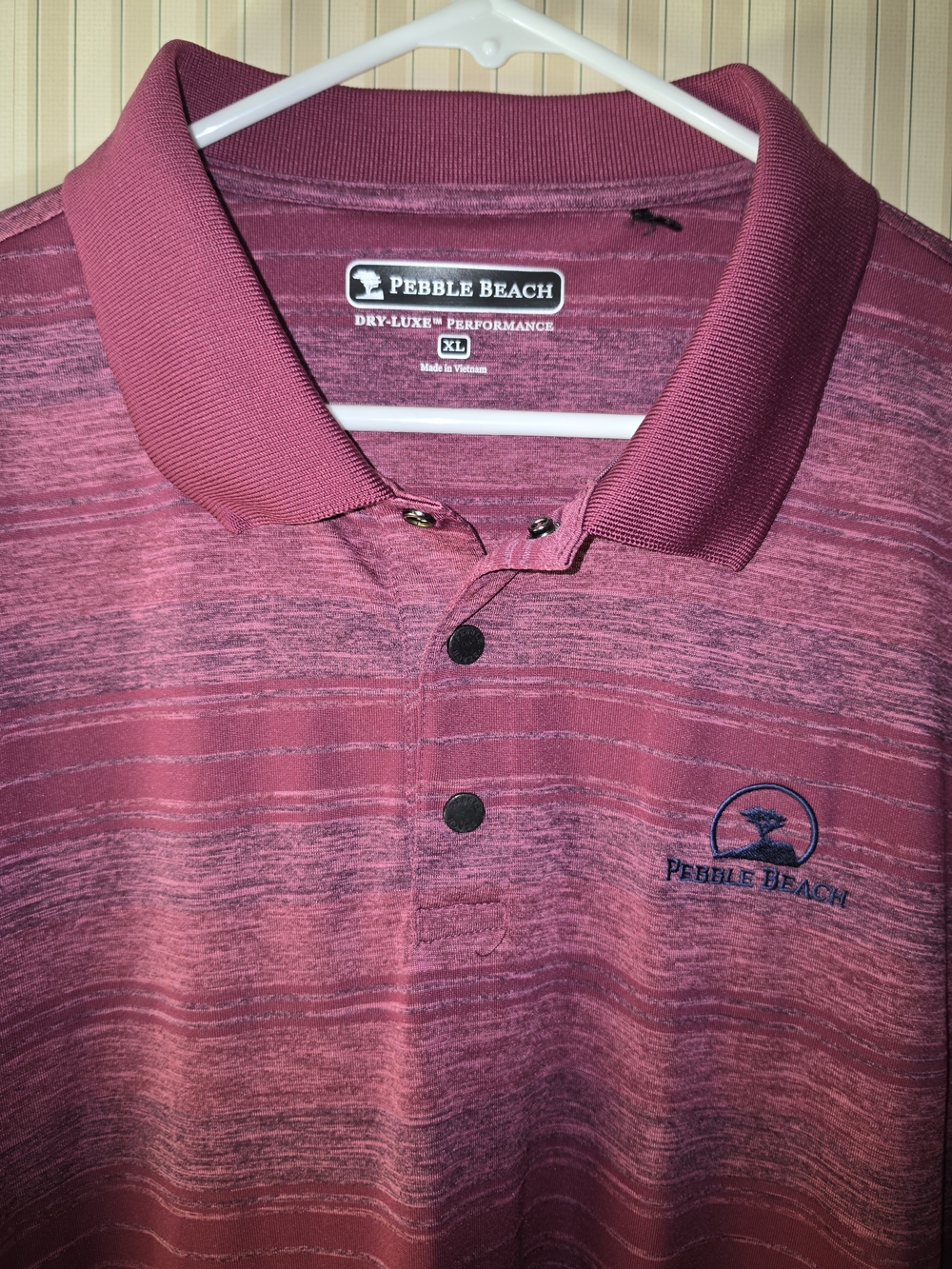 Pebble Beach Dry-Luxe Performance Golf Polo Shirt Mens XL Maroon Space Dye